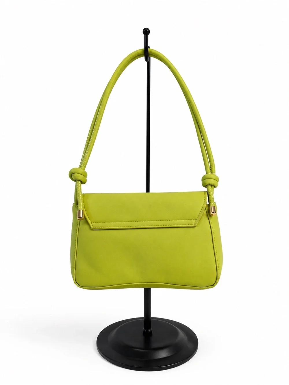 Women's Lime Green Shoulder Bag with Gold-Tone Clasp -
